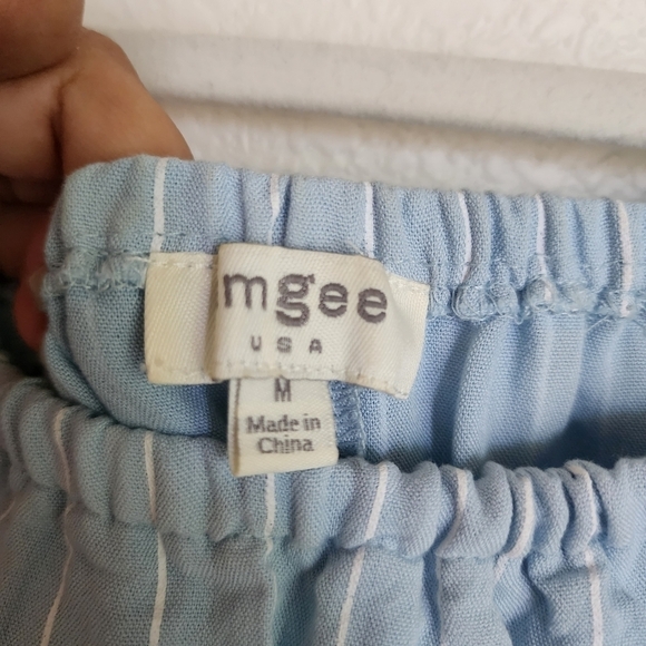 Umgee Power Blue Pinstripe Frayed Ruffle Dress Mino Boho Chic Nautical M - Picture 11 of 11